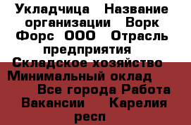 Укладчица › Название организации ­ Ворк Форс, ООО › Отрасль предприятия ­ Складское хозяйство › Минимальный оклад ­ 30 000 - Все города Работа » Вакансии   . Карелия респ.